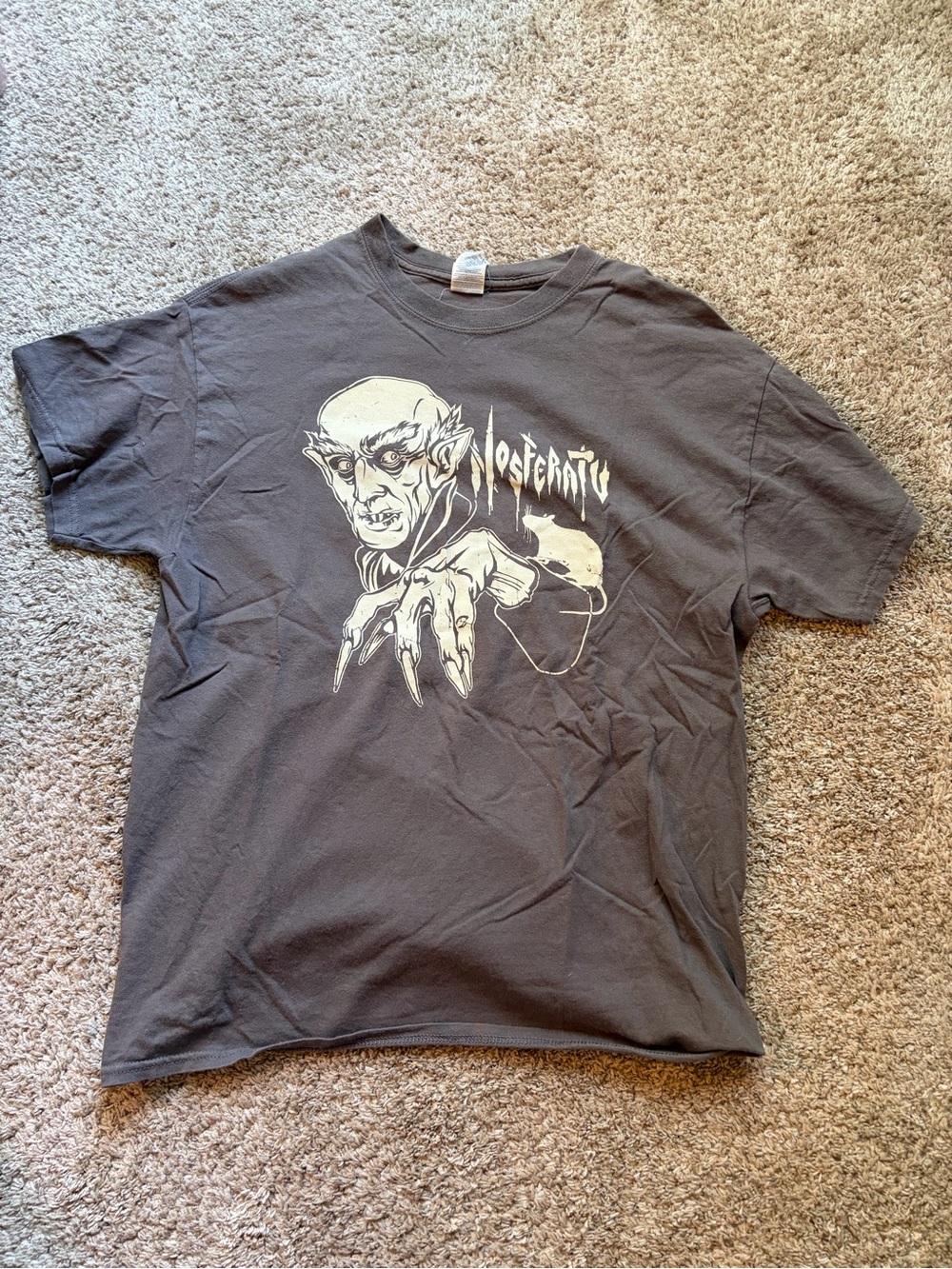 Gildan Gray Nosferatu Graphic Tee with White Print